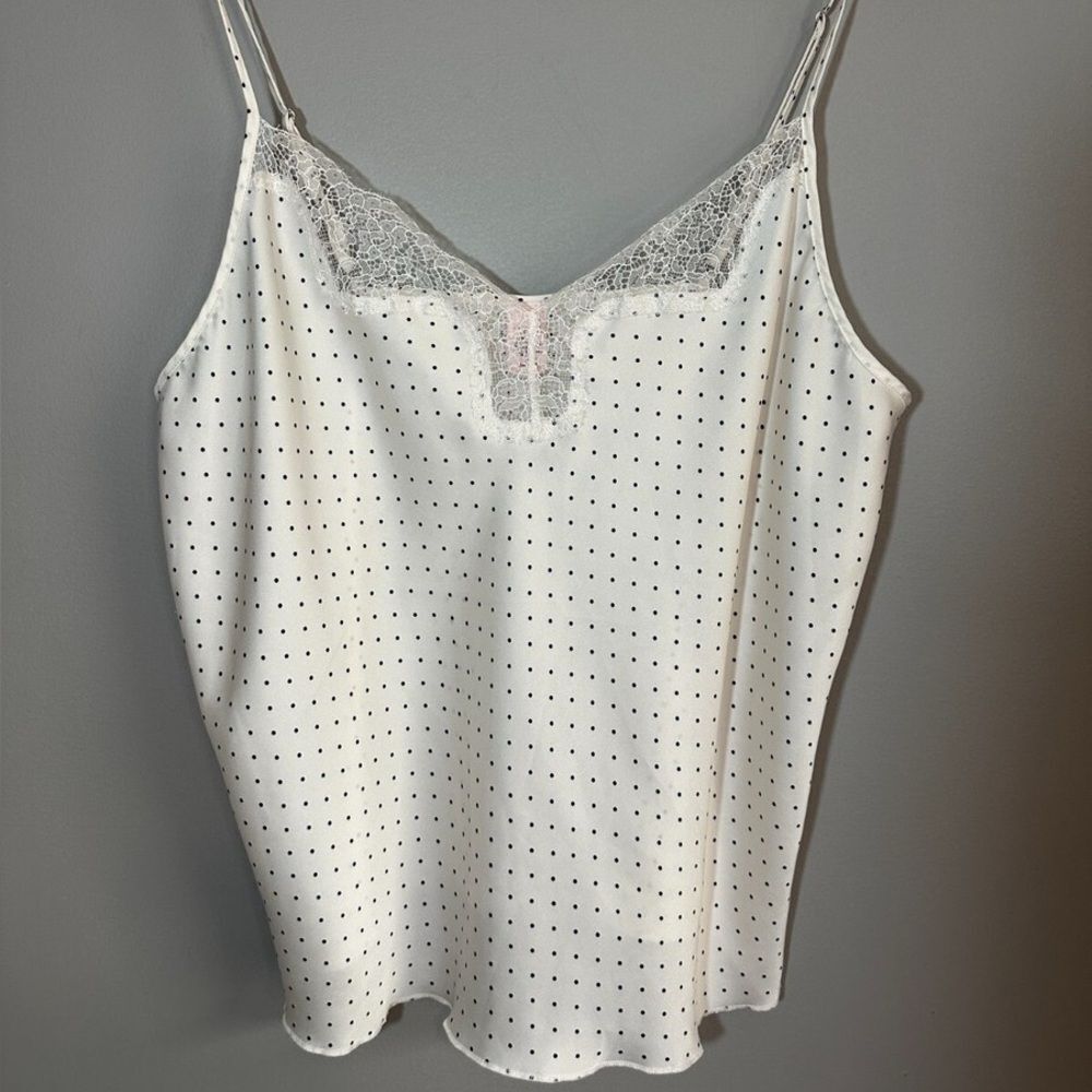 Victoria's Secret White Polka Dot Lace Trim Cami